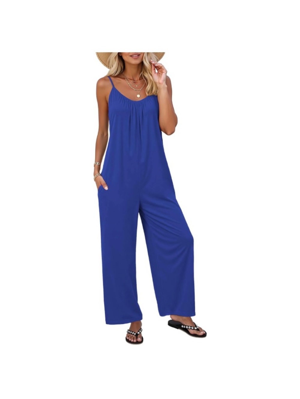 New Women XL Women Jumpsuits Casual Sleeveless Spaghetti Strap Boho Wide Leg